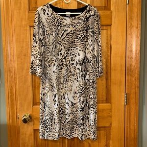 Chico's Leopard Print 3/4 Sleeve Dress